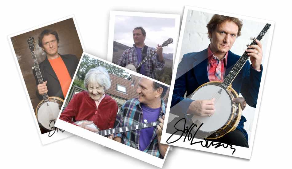 Pictures of Joff lowson playing a banjo at JoffLowson.com
